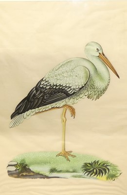 Lot 1014 - A modern Chinese gouache of a stork; together...