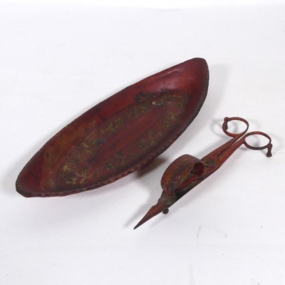 Lot 482 - A pair of 18th century red toleware wick...