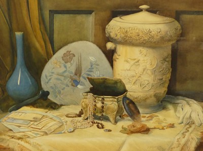 Lot 1020 - F. Stansfield - Still life with jewellery...