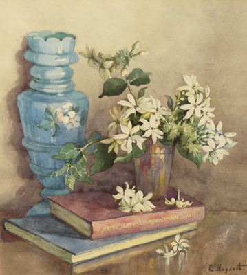 Lot 1022 - E. Hogarth - Still life with flowers in a...