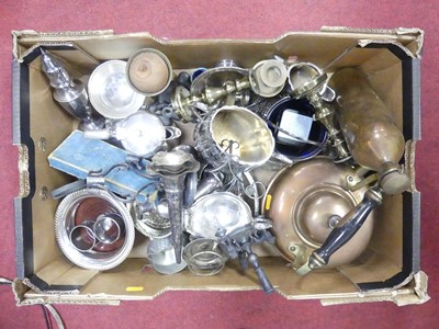 Lot 274 - A box of metalware; silver plate, copper, etc