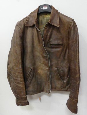 Lot 523 - A brown leather men's jacket by Sport Jack,...