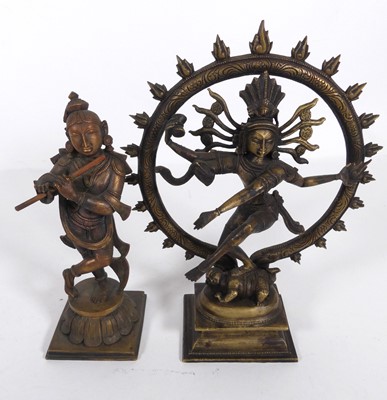 Lot 563 - Two metal Hindu deities; Shiva and Lord Krishna