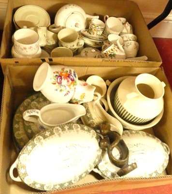 Lot 581 - Four boxes of mixed ceramics to include,...