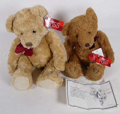 Lot 591 - Two Russ teddy-bears with tags