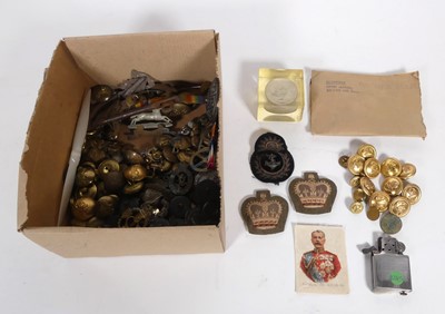 Lot 514 - A collection of militaria to include; buttons,...