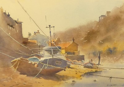 Lot 1048 - P Cronin - Harbour scene, watercolour, signed...