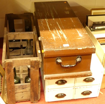 Lot 1091 - A set of four white painted index drawers...