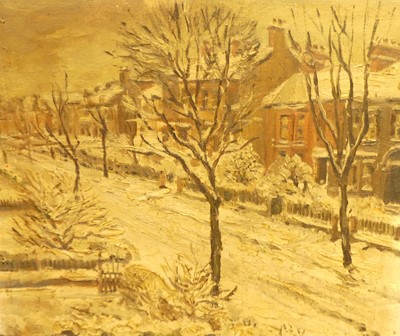 Lot 1102 - Sidney Smith (1912-1982) - Snowy Winter Street...