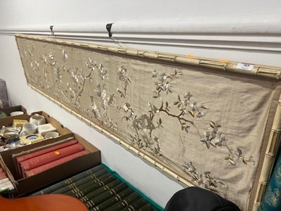 Lot 705 - A large framed Chinese silkwork, length 170cm