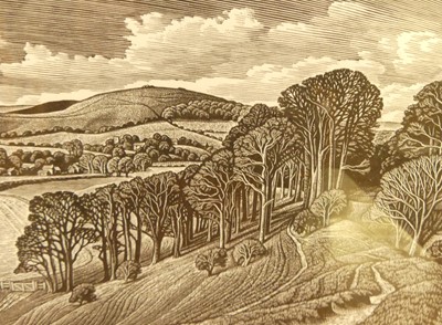 Lot 1118 - Howard Phipps - Melbury Beacon, woodcut print,...