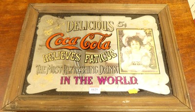 Lot 1125 - A Coca Cola advertising wall mirror, 50x38cm,...