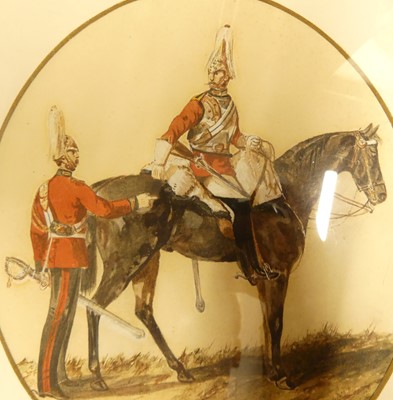 Lot 1126 - Pair, watercolours of cavalry officers on...