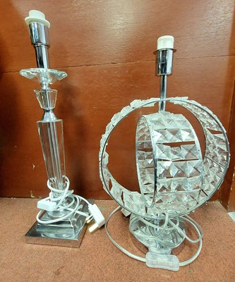 Lot 660 - A contemporary glass and chrome table lamp in...