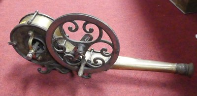 Lot 87 - A Victorian steel and brass mechanical bellows,...