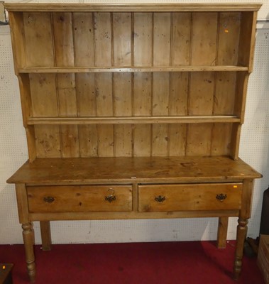 Lot 1138 - A Victorian pine dresser, the upper section...