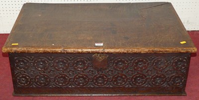 Lot 1139 - An 18th century oak blanket box, w.83cm