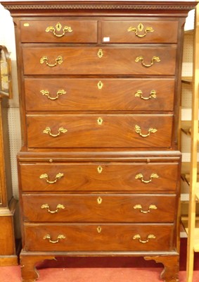 Lot 1144 - A George III mahogany chest-on-chest, the...