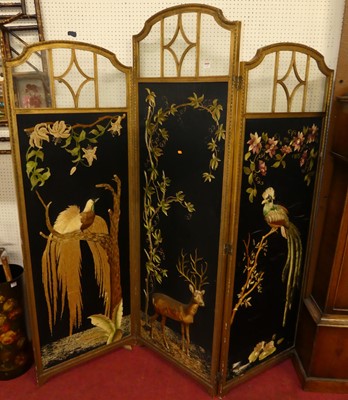 Lot 1157 - A circa 1900 giltwood triptych dressing screen,...