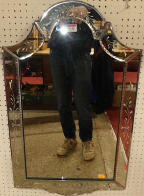 Lot 1148 - A Venetian bevelled glass wall mirror, h.72cm