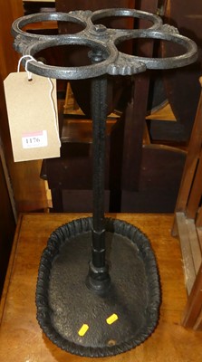 Lot 1176 - A Victorian cast iron four-division stickstand,...