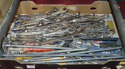 Lot 1545 - A tray of spanners and wrenches