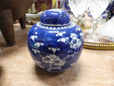 Lot 120 - A Chinese porcelain blue and white prunus...