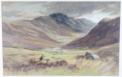 Lot 906 - Charles Whymper (1853-1941), Deer within a...