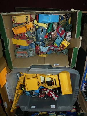 Lot 1488 - 2 boxes of playworn diecast to include large...