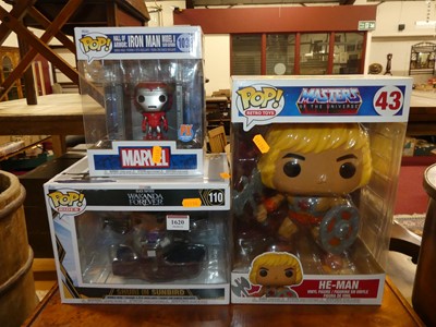 Lot 1620 - Three various boxed pop vinyl Funko figures,...