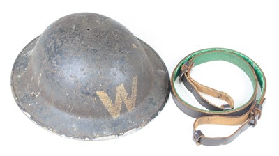 Lot 644 - A WW II Home Guard Wardens Brodie helmet,...