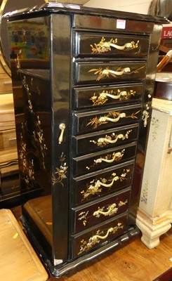 Lot 1180 - A reproduction chinoiserie black lacquered...