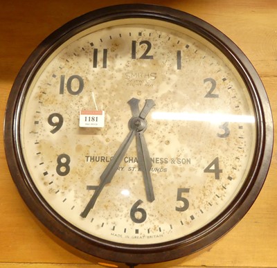 Lot 1181 - A Smiths bakelite cased wall clock for Thurlow...