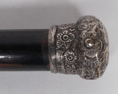 Lot 601 - A Victorian silver topped walking stick,...