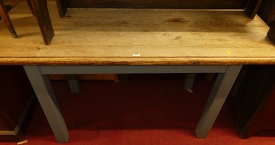 Lot 1189 - An antique pine topped farmhouse kitchen table,...