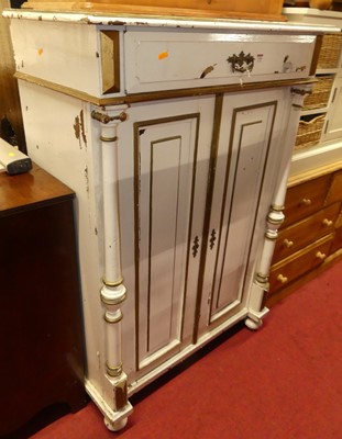 Lot 1194 - A 19th century French painted pine double door...