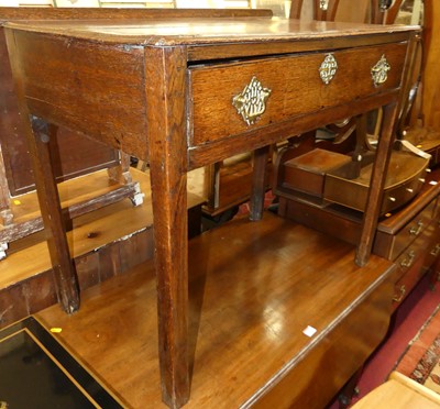 Lot 1206 - A George III oak single drawer side table, on...