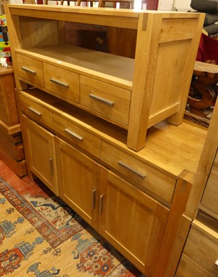 Lot 1219 - A contemporary blond oak three-drawer...