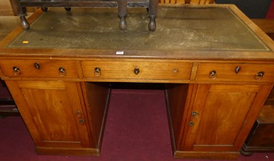 Lot 1326 - A 19th century satin birch twin pedestal desk...