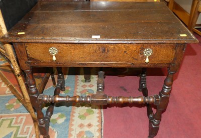 Lot 1335 - A circa 1700 joined oak single drawer side...