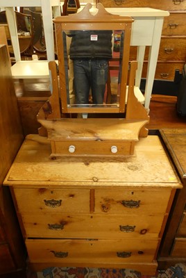 Lot 1243 - An Edwardian pine dressing chest, w.83cm