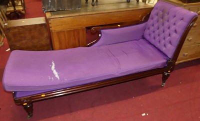 Lot 1346 - A William IV mahogany framed chaise longue,...