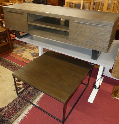 Lot 1247 - A modern ash effect low media unit, w.138cm,...