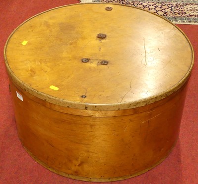 Lot 1250 - A Russian steamed ply oversize hat box and...