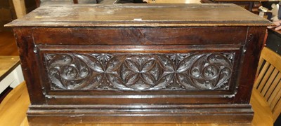 Lot 1262 - An antique joined oak and elm coffer the...