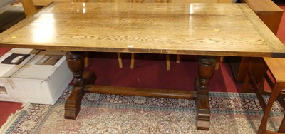 Lot 1256 - A 17th century style oak refectory table, with...