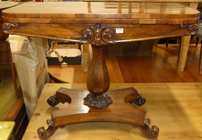 Lot 1265 - A William IV rosewood pedestal card table, the...