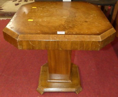 Lot 1259 - An Art Deco walnut pedestal low occasional...