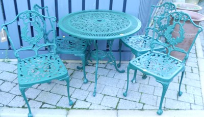 Lot 1362 - A Victorian style green painted cast metal...