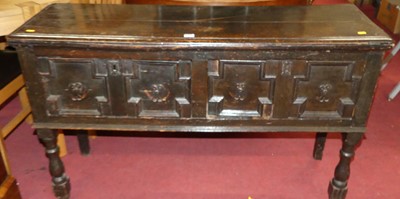 Lot 1221 - A Jacobean period joined oak dresser base,...